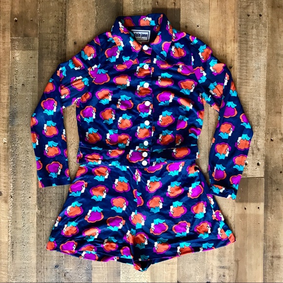 Vintage Tops - Vintage 70s Psychedelic Top & Shorts Women Size XS